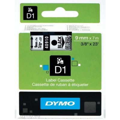 Dymo páska D1 9 mm x 7 m černý tisk, průhledná páska 40910 (S0720670) – Zbozi.Blesk.cz