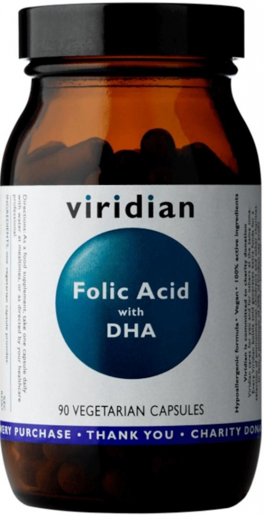 Viridian Folic Acid with DHA Kyselina listová s DHA 90 kapslí