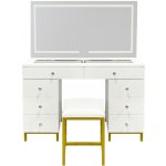 Aga toaletní stolek se zrcadlem a osvětlením matný bílý MRDT20 – Zboží Dáma