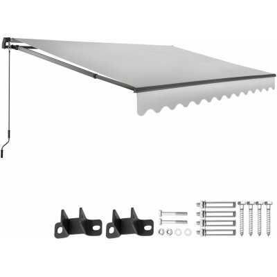 tectake 406132 výsuvná markýza ornella s držákem na zeď - 300 x 250 cm,světle šedá – Zboží Mobilmania