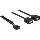 Delock USB kabel Pin konektor samice > 2 x USB 2.0 type-A samice 40 cm - 83823