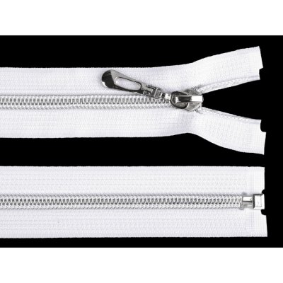 Zip spirálový dělitelný No 7 se stříbrnými zoubky barva 101 bílá délka 50 cm – Sleviste.cz