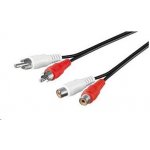 PREMIUMCORD Kabel prodlužovací audio 2x Cinch - 2x Cinch (RCA, M/F) 5m KJACKCMF2-5