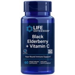 Life Extension Black Elderberry + Vitamin C 60 vegetariánská kapsle