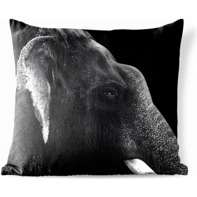 MuchoWow Vnější polštář Slon na černém pozadí v černé a bílé barvě 50x50 – Zboží Mobilmania