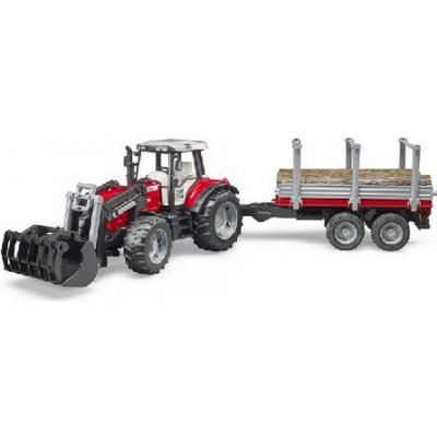 BrudertTraktor Massey Ferguson 7480 s přívěsem na dřevo 1:16 – Zboží Mobilmania