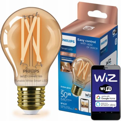 Philips Smart Chytrá LED žárovka 7W, E27, jantarové sklo, Tunable White – Zboží Dáma