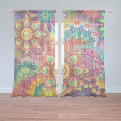 Sablio Záclony Barevné obrazce: 2ks 150x250cm – Hledejceny.cz