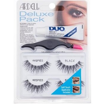 Ardell Wispies Deluxe Pack 2 páry + lepidlo na řasy Duo 2,5 g + aplikátor Black