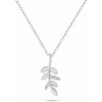 Brilio Silver Půvabný stříbrný náhrdelník lístky se zirkony NCL180W – Zboží Mobilmania