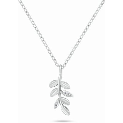 Brilio Silver Půvabný stříbrný náhrdelník lístky se zirkony NCL180W – Zboží Mobilmania