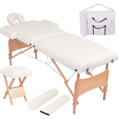 Greatstore 2zónový skládací masážní stůl a stolička tloušťka 10 cm bílé – Zboží Mobilmania