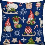 Mybesthome Bavlněný vánoční polštář 025 CHRISTMAS modrá s prošívanou výplní 40x40 – Sleviste.cz