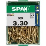 Spax Uni vrut zápust.hlava PZ/Z1, S-CUT plný závit, Yellox, 3 x 30 mm, 100 ks – Hledejceny.cz