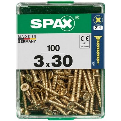 Spax Uni vrut zápust.hlava PZ/Z1, S-CUT plný závit, Yellox, 3 x 30 mm, 100 ks – Hledejceny.cz