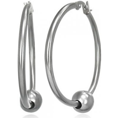 Šperky eshop ocelové náušnice hladké lesklé kruhy s kuličkou stříbrné barvy X11.06 – Zboží Mobilmania
