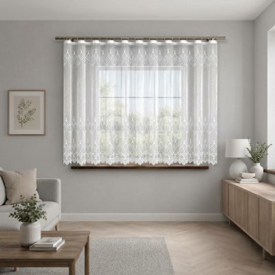 Dekorační žakárová záclona s řasící páskou AKRAM 160 bílá 300x160 cm MyBestHome – Hledejceny.cz