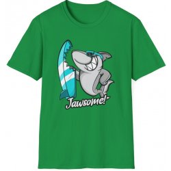 Tričko s potiskem Žralok Jawesome! Unisex Softstyle Irish Green