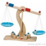 Goki Dřevěná váha s kovovými miskami a 6 těžítky – Zboží Dáma