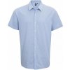 Pánská Košile Premier Workwear pánská popelínová košile gingham s drobným kostkovaným vzorem PW221 modrá světlá bílá