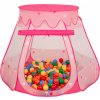 Dětský stan Selonis stan na hraní 105X90cm/200 míčků Hradní domeček Pop Up Ballpit Růžová:Žlutý-Zelená-Modrá-Červená-Oranžová