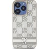 Pouzdro a kryt na mobilní telefon Apple DKNY PU Leather Checkered Pattern and Stripe Apple iPhone 12 iPhone 12 PRO Beige