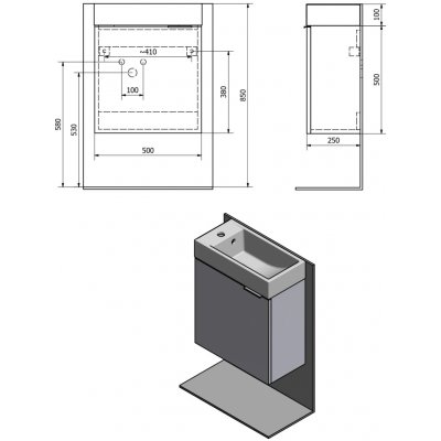 SAPHO LATUS IV umyvadlová skříňka 49,5x50x25cm, dub alabama LT410-2222 – Zboží Mobilmania