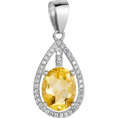 Evolution Group Stříbrný přívěsek slza žlutý zirkon 14034.3 citrine