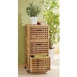Merschbrock Trade Úložný kontejner na kolečkách, 3 boxy, síťový design, ořechové dřevo – Zboží Mobilmania