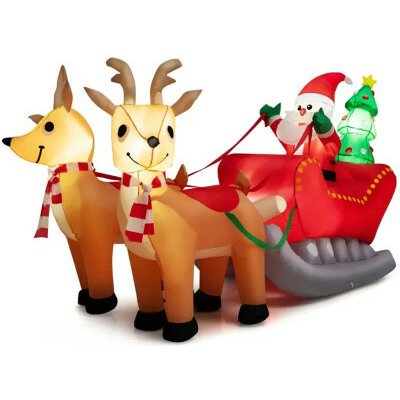 Nafukovací LED Santa Claus se saněmi CM24104DE, vícebarevná - A COSTWAY – Hledejceny.cz