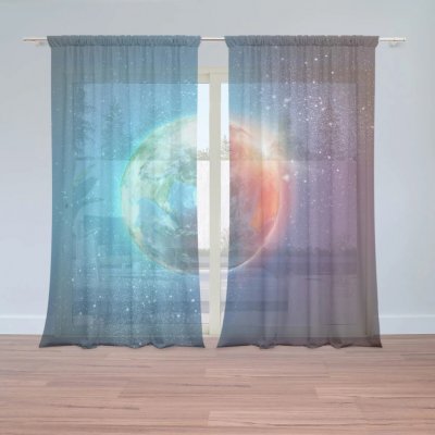 Sablio Záclony Země ve vesmíru: 2ks 150x250cm – Hledejceny.cz