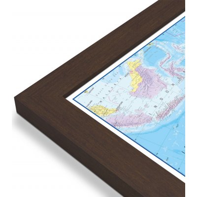 Maps International Austrálie a Oceánie - nástěnná politická mapa 120 x 100 cm Varianta: mapa v dřevěném rámu, Provedení: Pegi skořice – Zboží Mobilmania