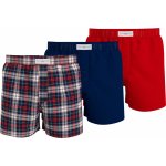 Tommy Hilfiger pánské trenýrky 3P WOVEN BOXER PRINT UM0UM02847 0W1 červené-tm.modré-káro – Zbozi.Blesk.cz