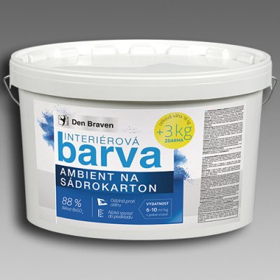Den Braven Interiérová barva AMBIENT na sádrokartony 15 kg + 3 kg bílá bělost 88%