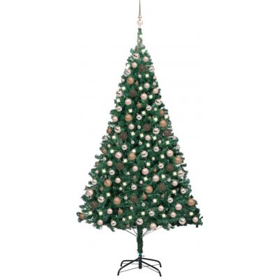 zahrada-XL Umělý vánoční stromek s LED diodami a sadou koulí 240 cm zelený