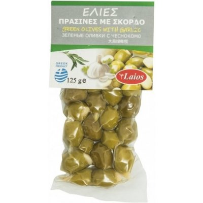 Laios zelené olivy plněné česnekem 125 g – Zboží Dáma