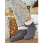 Blancheporte Bačkorové ponožky s copánkovým vzorem a protiskluzovou úpravou šedá – Zboží Dáma