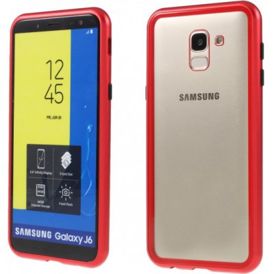 Pouzdro JustKing zadní s magnetickým rámečkem a tvrzeným sklem Samsung Galaxy J6 2018 - červené