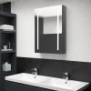 Koupelnový nábytek Nábytek XL LED koupelnová skříňka se zrcadlem zářivě šedá 50 x 13 x 70 cm