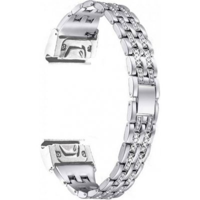 Lige Lesklý kovový řemínek s kamínky stříbrná 660966 – Zboží Mobilmania