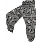Joga kalhoty WASTE sloni a ornamenty černé – Zboží Dáma