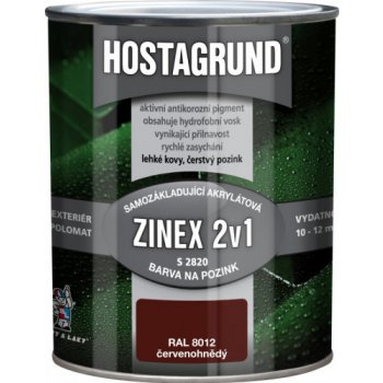 Barvy a laky Hostivař Hostagrund Zinex 2v1 S2820 RAL 8012 červenohnědá 0,6 L