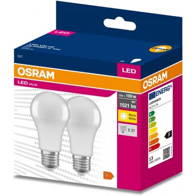 Osram 2PAK LED žárovka E27 A60 13W = 100W 1521lm 3000K Teplá bílá 200° VALUE OSRVALU7433 – Hledejceny.cz