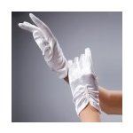 Sexy krátké svatební řasené sténové rukavice Béžová S24 – Zboží Dáma