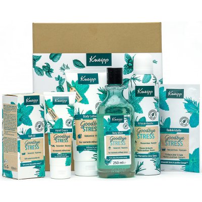 Kneipp Goodbye Stress sprchová pěna 200 ml + sprchový gel 250 ml + tělové mléko 200 ml + koupelový olej 100 ml + krém na ruce 75 ml + sůl do koupele 60 g dárková sada – Zbozi.Blesk.cz