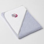 Veba LOTA s kapucí fialovo/bílá s výšivkou Sloník námořník šedá lemovka 75x75 cm – Zboží Dáma