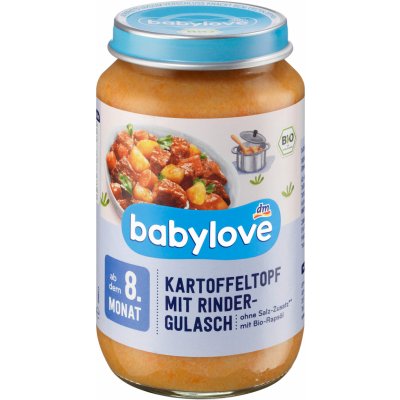 Babylove Bio brambory karotka hovězí maso & hrášek 250 g