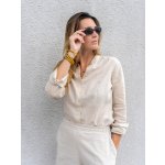 TallGuys dámská prodloužená lněná košile Dlouhý rukáv Natural – Sleviste.cz