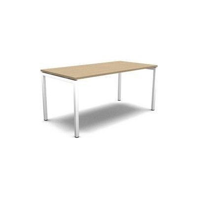 No brand Rovný kancelářský stůl MOON U, 160 x 80 x 74 cm, bělený dub/bílá 2249
