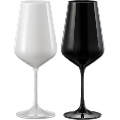 Crystalex Sklenice na víno Black & white přátelská souprava 2ks 450 ml – Zboží Mobilmania